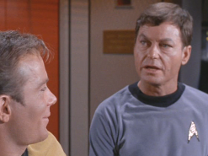 Doctor McCoy chiding Spock